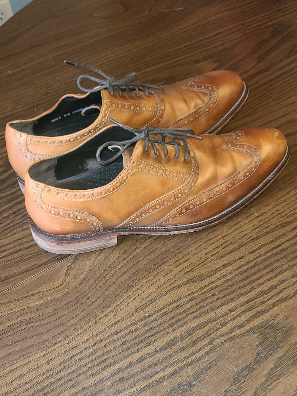 Cole Haan Men's Tan Leather Wingtip Oxfords Size 10m